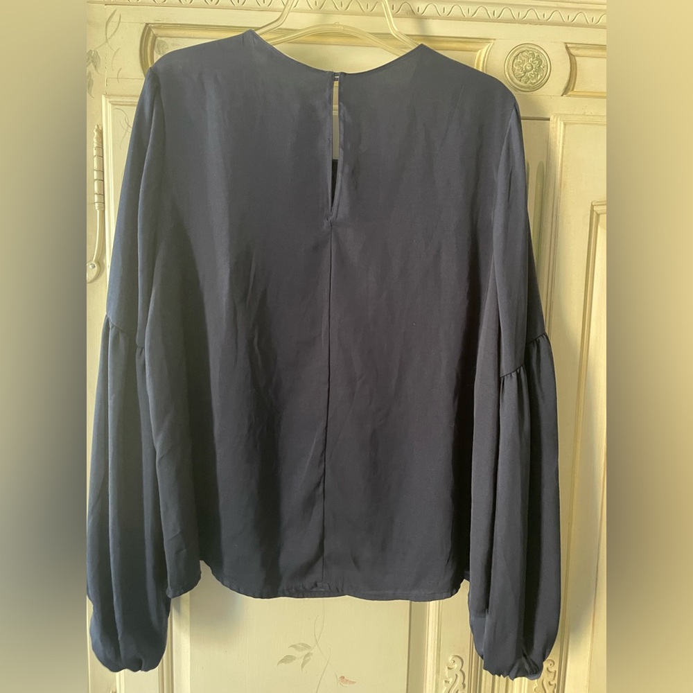 Lush Navy Ruffle Blouse - Picture 2 of 4